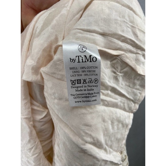 byTiMo Dress Women’s Sz S Ivory Lace Crochet Puff Sleeve V-Neck Babydoll NWOT - Picture 7 of 11